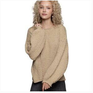 POL Cream Rollneck Balloon Sleeve Boucle Sweater - Size S
